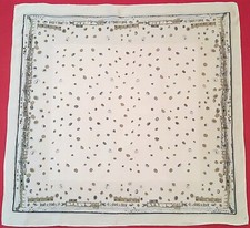 VINTAGE AUTHENTIC ABSTRACT ART PAINTED PEBBLES WHITE GRAY SILK 35'' SQUARE SCARF