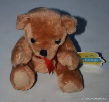 Dakin Vintage Teddy Bear Plush 1981 Brown Red Bow New with tags