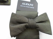 Alfani Men's Pre-Tied Geo Bow Tie Solid Pocket Square Set NEW 55