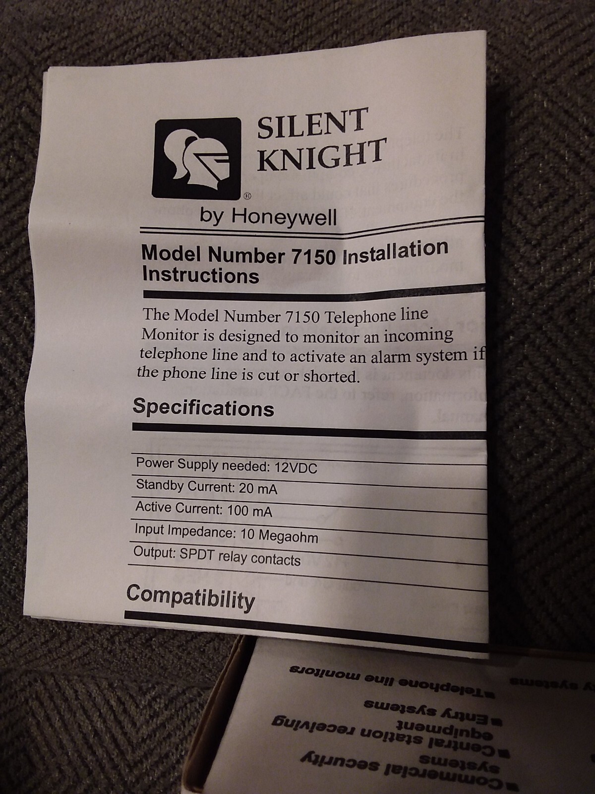 Silent Knight 7150 Telephone Line Monitor Signaling Device eBay