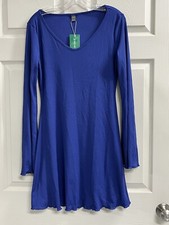 SHEIN EZwear Women's Royal Blue Long Sleeve Ribbed Dress - Size Large - NWT