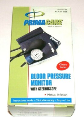 Prima Care Blood Pressure Monitor with Stethoscope Adult Size Model: DS-9197-BK