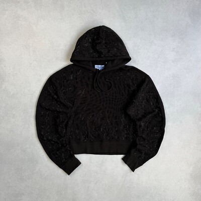 トップス mugler x  rhinestone Hoodie H&M x MUGLER BLACK RHINESTONE-EMBELLISHED MEN BLACK HOODIE Sz
