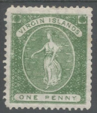 Virgin Islands SG22 the 1878 St Ursula 1d green fresh lightly mounted mint