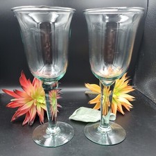  2 Recycled Glass Wine Goblets Glasses Large 7.5  Tall EXCELLENT condition