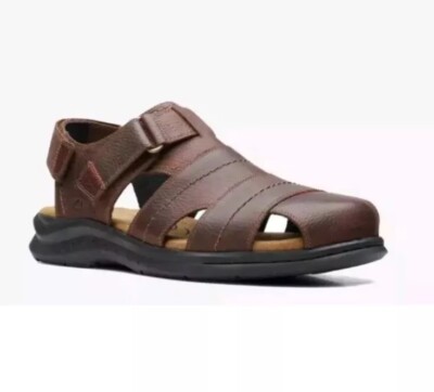 Clarks Hapsford Cove Herren Braun Getrommelt Leder Sandalen UK Größe 7 G EUR 41