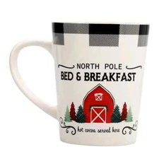 Royal Norfolk 2pk Ceramic Christmas Mug Cup North Pole Bed & Breakfast 16oz