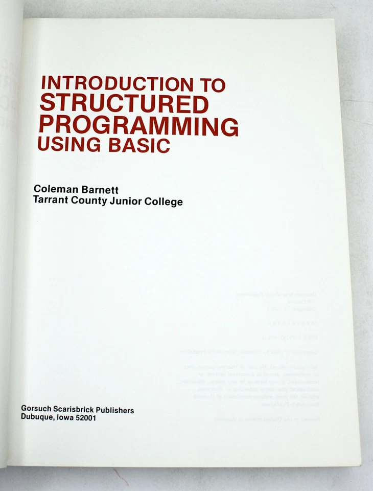 Introduction To Structured Programming Using BASIC 1984 Computer Bk ALGORITHMS++ - Image 2 of 4