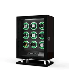 RGB Automatic Watch Winder Box for 9 Watch LCD Touch Screen Display Storage Case