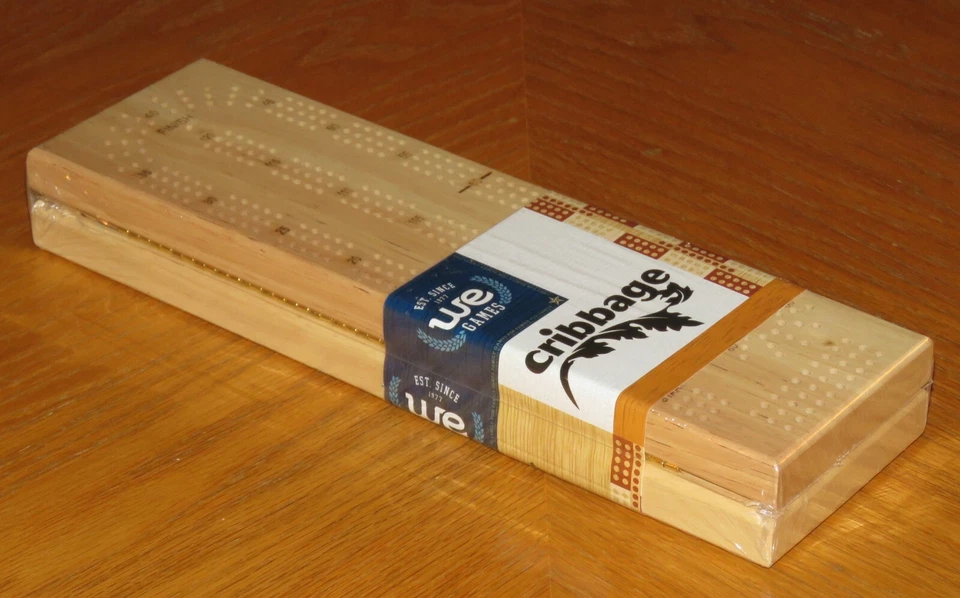 WE Games Continuous 3 Track Cabinet Cribbage Set, Solid Wood Board with Storage - Image 2 of 4