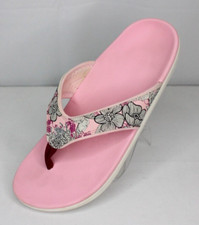 Spenco Yumi Tropical Sandals Womens 11 Pink Floral Flip Flop Thong Flats Slip On