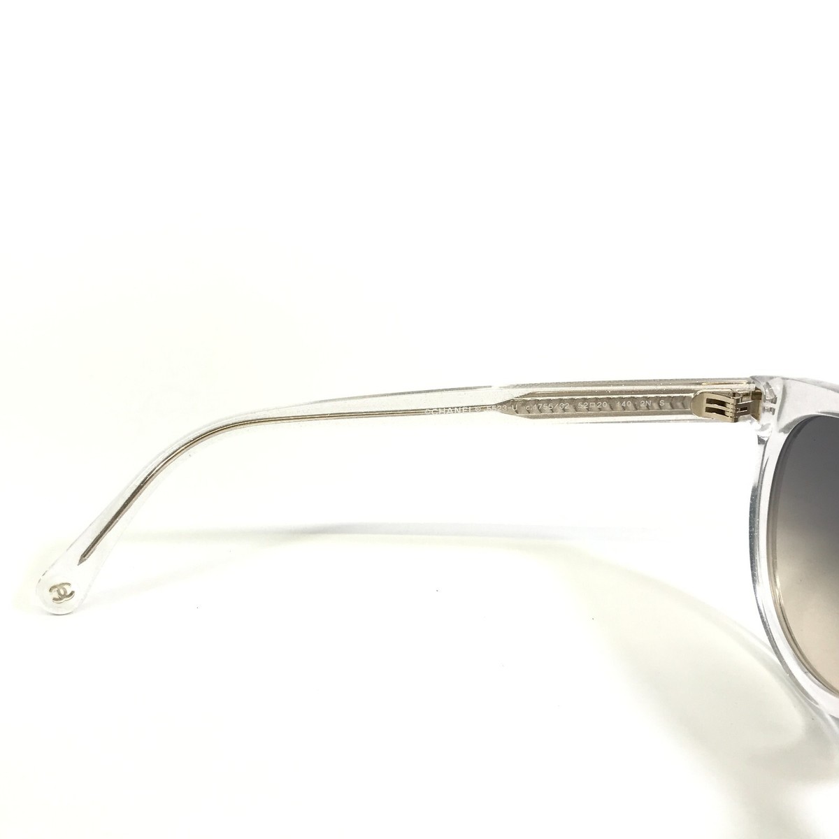 CHANEL Sunglasses 5523-U c.1755/32 Clear Sparkly Glitter Cat 