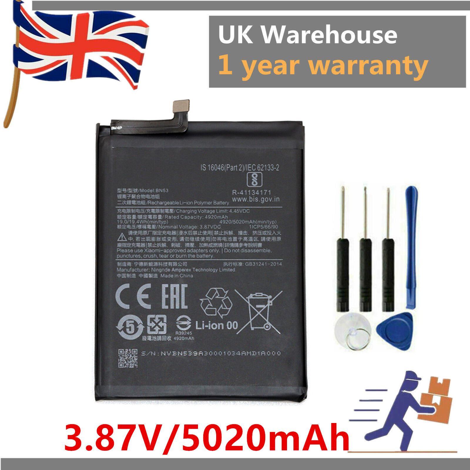 new For Xiaomi Redmi Note 10 Pro M2101K6G M2101K6P M2101K6R BN53 Battery
