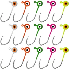 50pcs Round Jig Heads Fishing Hooks Crappie Bass Lures Tackle 1/64 1/32 1/16 oz
