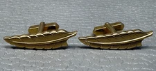Vintage Figural Leaf Yellow Gold Plated Cuff Links