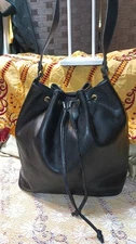 Vintage Bottega Veneta , Italy Black Drawstring Bucket Bag Marco