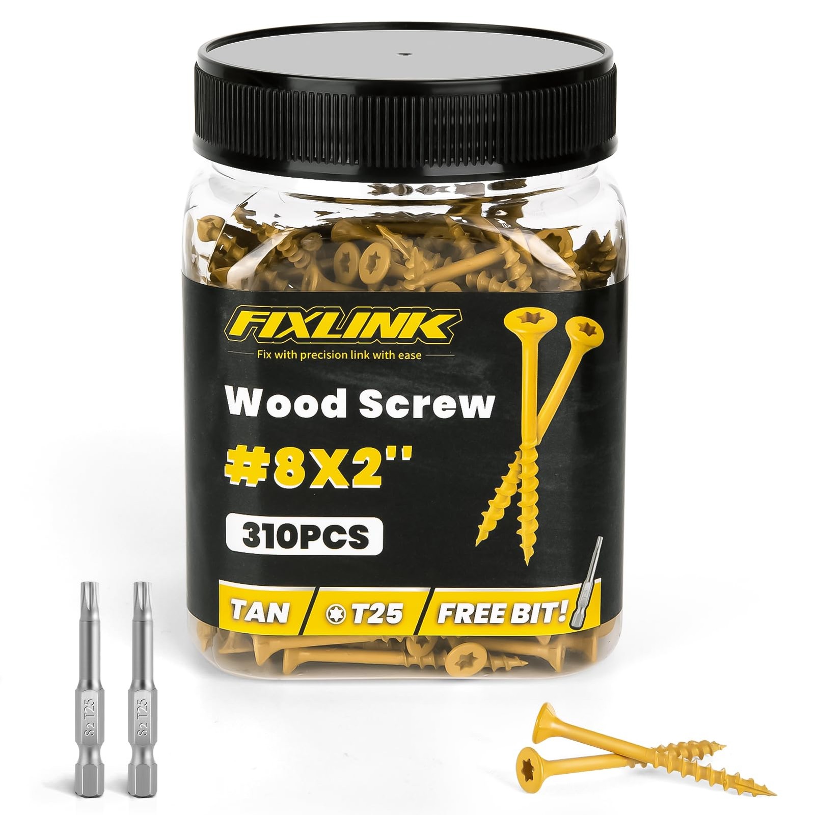 2-Inch #8 Deck Screws 310pcs with Epoxy Coating & T25 Star Bit
