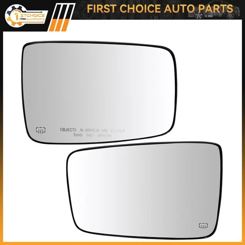 Door Mirror Glass W/Plate L+R Side Flat Heated For 2011-2022 Dodge Ram 1500 2500