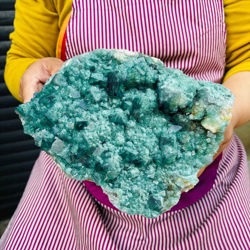 8.73 LB Large Natural Green Fluorite Crystal Cluster Healing Specimen 4137