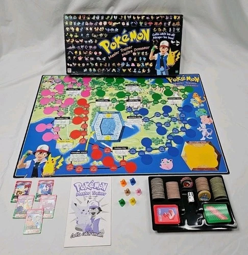 Vintage Pokemon MASTER TRAINER Board Game Hasbro 1999 Milton Bradley COMPLETE