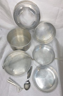 Vtg SIGG Tourist Aluminum Camping Cook Set Pots Pan Handle Partial Set