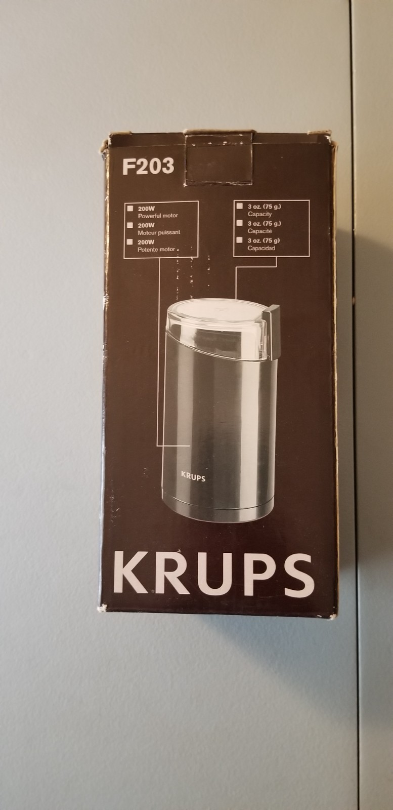 Krups F203 Electric Coffee Spice Grinder 200W Stainless Open Box