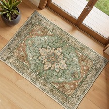 Machine Washable Vintage Floral Area Rug Non ...