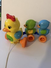 Vintage Tomy Quack Along Ducks Pull Toy Mommy  Baby Ducks Rolling Toy