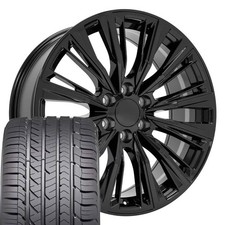 4882 Black 22x9 Wheels Sport Tires Set Fits Chevy Gmc Cadillac 4882 Black 22x9 Wheels Sport Tires Set Fits Chevy Gmc Cadillac