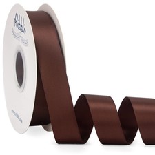 Coffee Brown Satin Ribbon Double Faced 1 Inch x 50 Yards Gift Wrapping
