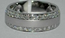 2.25Ct Round Cut White Moissanite Men's Wedding Band Ring 14k White Gold Plated