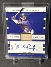 2020 National Treasures Brendan Rodgers Bat Piece Auto 6/49 Colorado Rockies