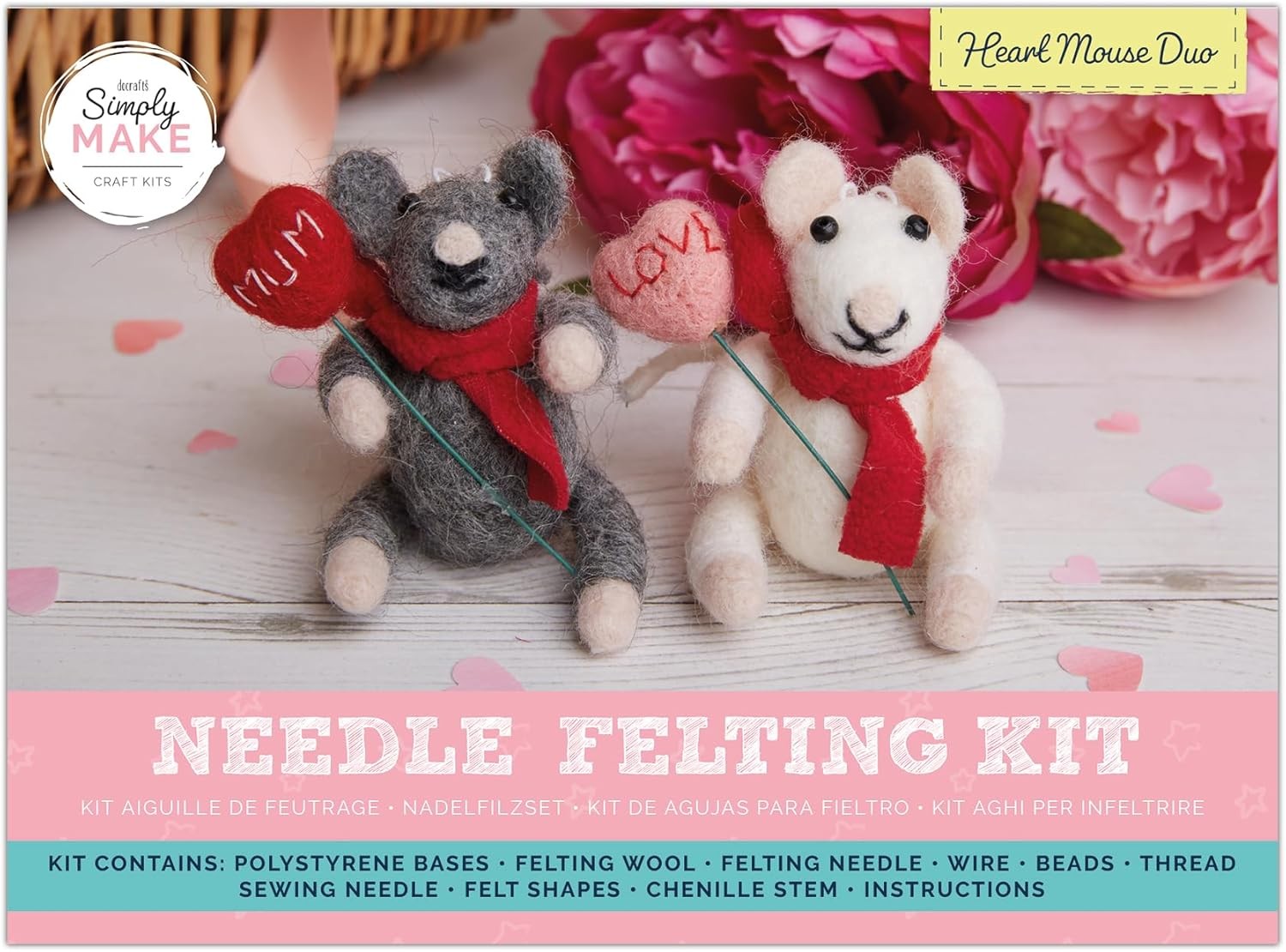 Simply Make Needle Felting Kit, Wedding Mouse Duo, Multicoloured, Single Craft