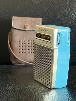 Vintage Crown 6 Transistor Radio 1950s Rare Sky Blue Made in Japan