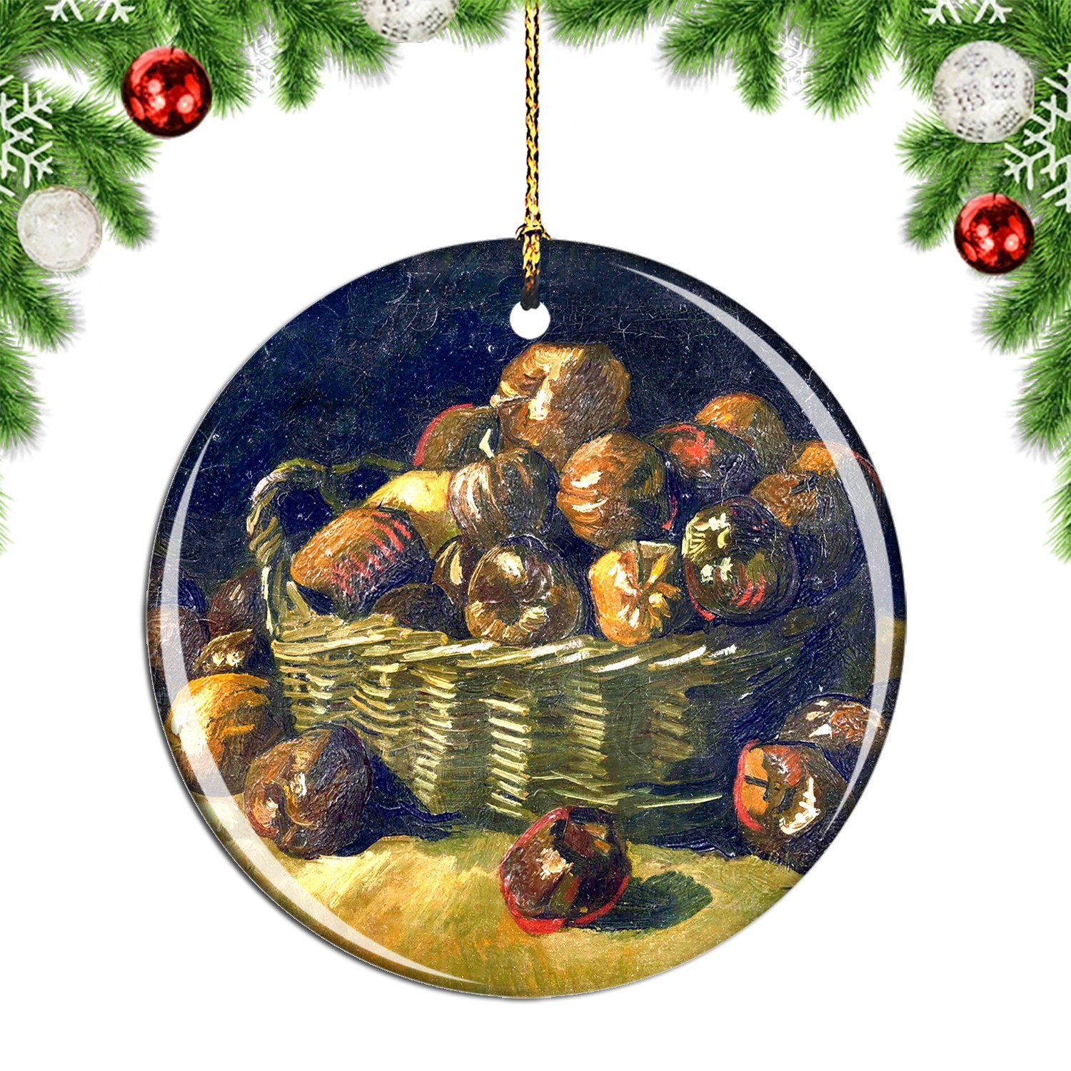 Van Gogh Basket of Apples Painting Christmas ornament city travel souvenir
