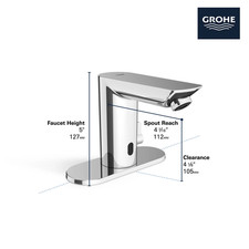 GROHE Bau Cosmopolitan Touchless Bathroom Faucet  Temp Control Lever - Chrome