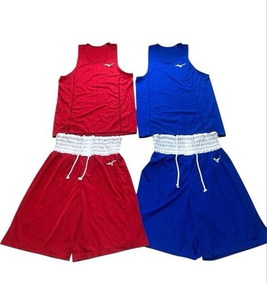 ミズノ　アマチュアボクシングユニホーム　赤青　上下セット　サイズ　上Ｌ　下Ｍ Mizuno Amateur Boxing Uniform Set Red & Blue Top L Bottom M Used