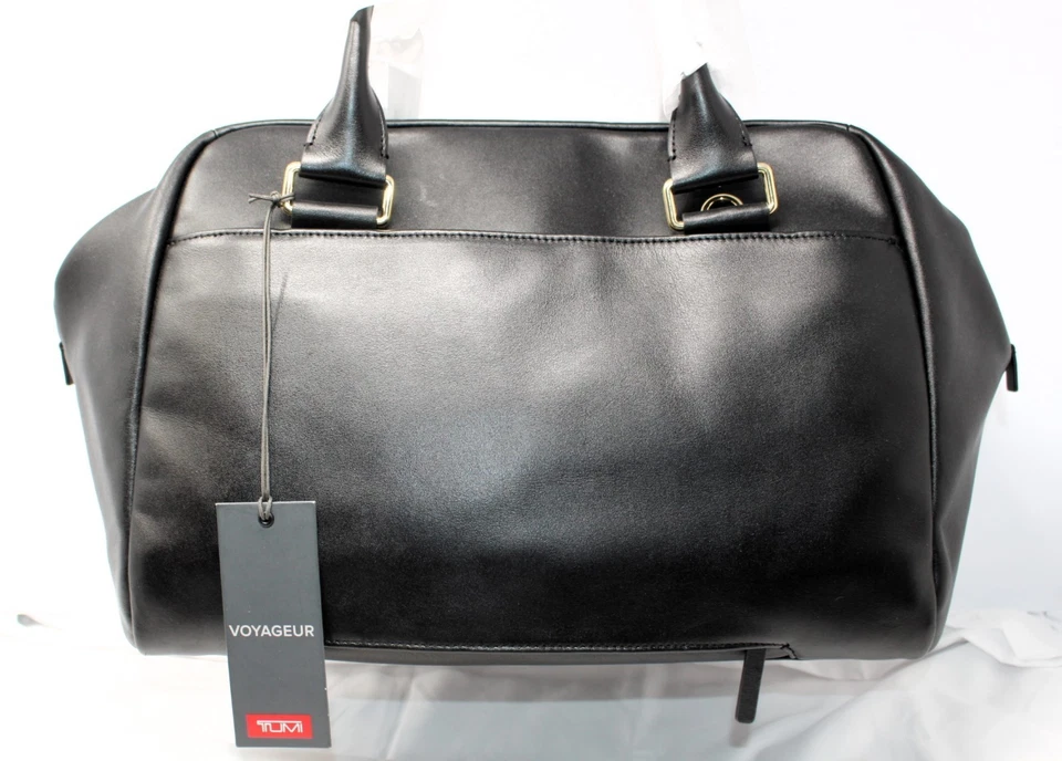 Bolso de Mano TUMI Adrian Voyageur Carryall 144798-1041 1066 Cuero Negro Flexible Dorado Foto 2 de 4