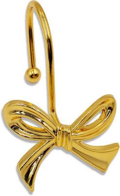 Gold Shower Curtain Hooks, 12 Pack Bow Shower Curtain Rings, Decorative Metal Ru