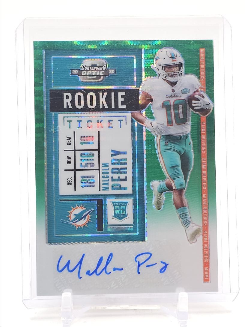 Malcolm Perry Panini Contenders Optic #200 Autograph-Green Pulsar