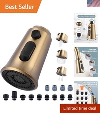Elegant Gold Kitchen Faucet Spray Head - 3 Modes Easy Install with 13 Adapters