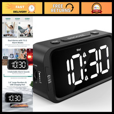 Digital Dual Alarm Clock for Bedroom, 0-100 Dimmable Display, Snooze Function