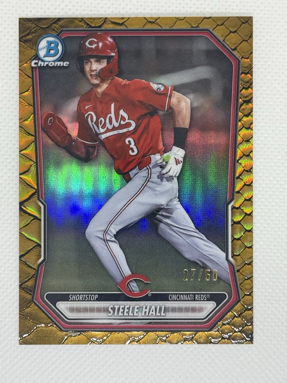 2026 Bowman Chrome Steele Hall #BCP-243 Gold Reptilian Refractor /50