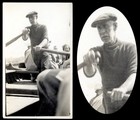HEARTY OLD MAN ROWS OARS for WOMEN in ROWBOAT ~ 1930s PHOTO — photo 1