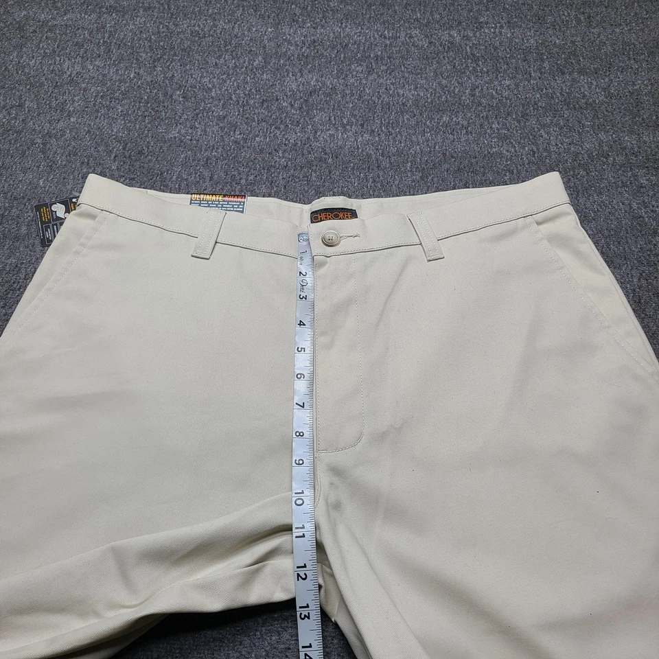 Cherokee Ultimate Khaki Pants Mens 36x30 Flat Front White Stain Resistant Cotton - Image 3 of 4