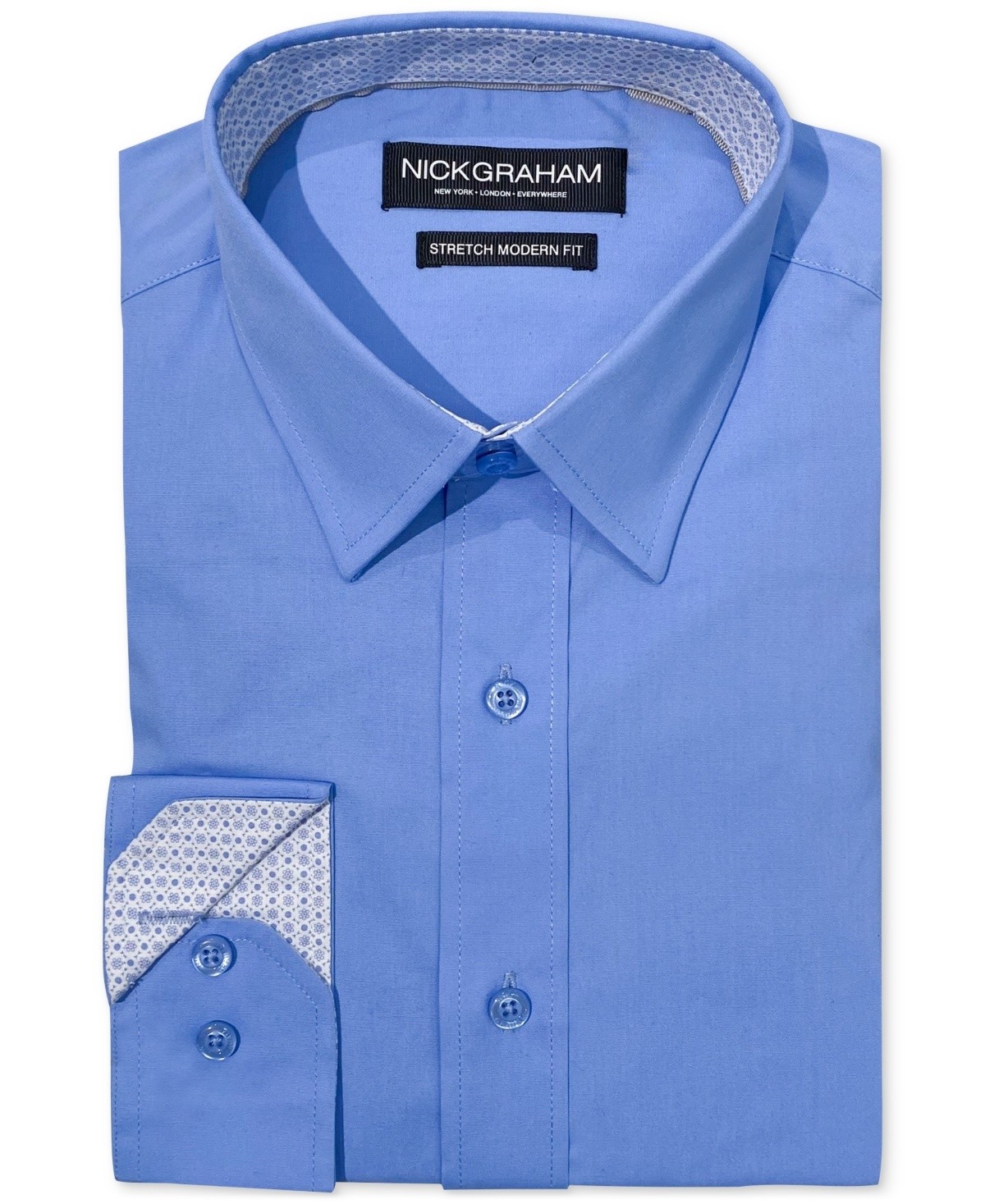 Мужская рубашка Nick Graham Modern fit XL 17-175 36-37 синяя однотонная 3790₽