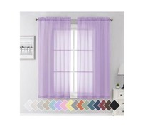 Aiyufeng Light Purple Sheer Curtain Panels Pair 63 Inch Length