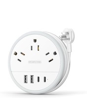 Travel Power Strip Flat Plug 3 Outlets 2 USB A+2 USB C 4 FT Flat Extension Cord