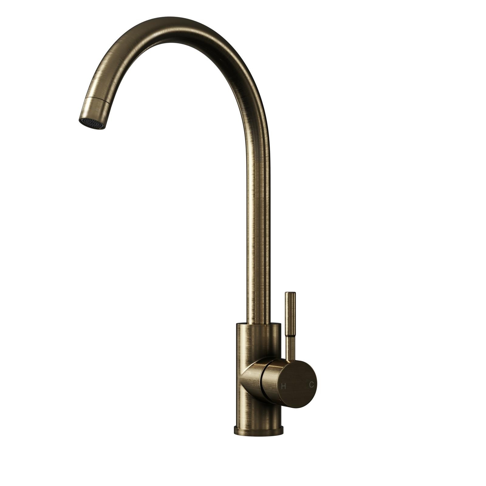 B&Q - Vt65Ab Antique Brass Single Lever Swivel Spout Kitchen Mixer Tap - Image 2