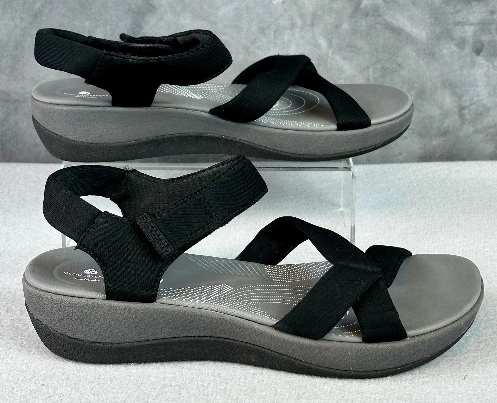 Clarks Cloudsteppers Sandalo nero con cinturino Arla taglia 9 (S2148)